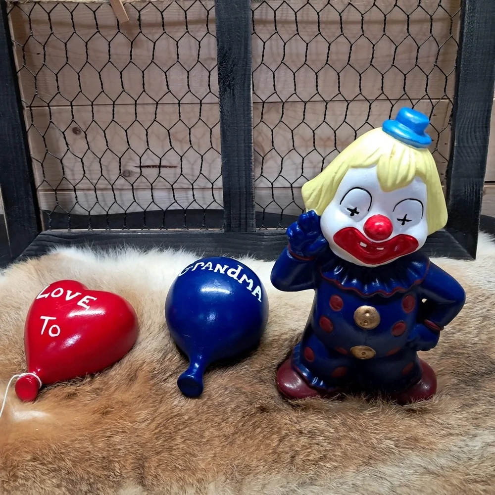 Colorful Clown ceramic candle Lamp with 2 balloons